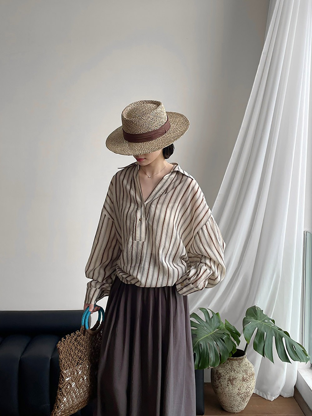 質感撞色條紋亞麻襯衫,evaviva,8C-UR7484,質感撞色條紋亞麻襯衫,周新品優惠,NEWARRIVAL