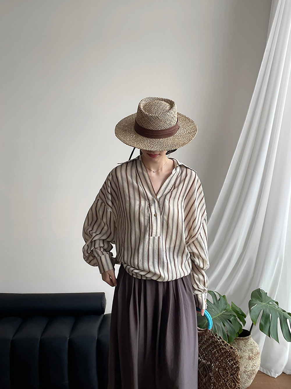 質感撞色條紋亞麻襯衫,evaviva,8C-UR7484,質感撞色條紋亞麻襯衫,周新品優惠,NEWARRIVAL