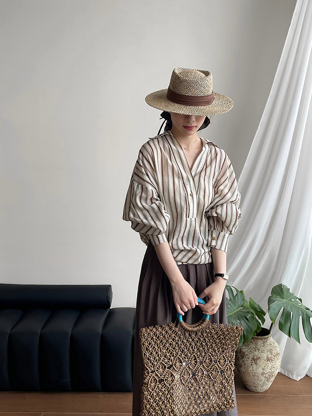 質感撞色條紋亞麻襯衫,evaviva,8C-UR7484,質感撞色條紋亞麻襯衫,周新品優惠,NEWARRIVAL