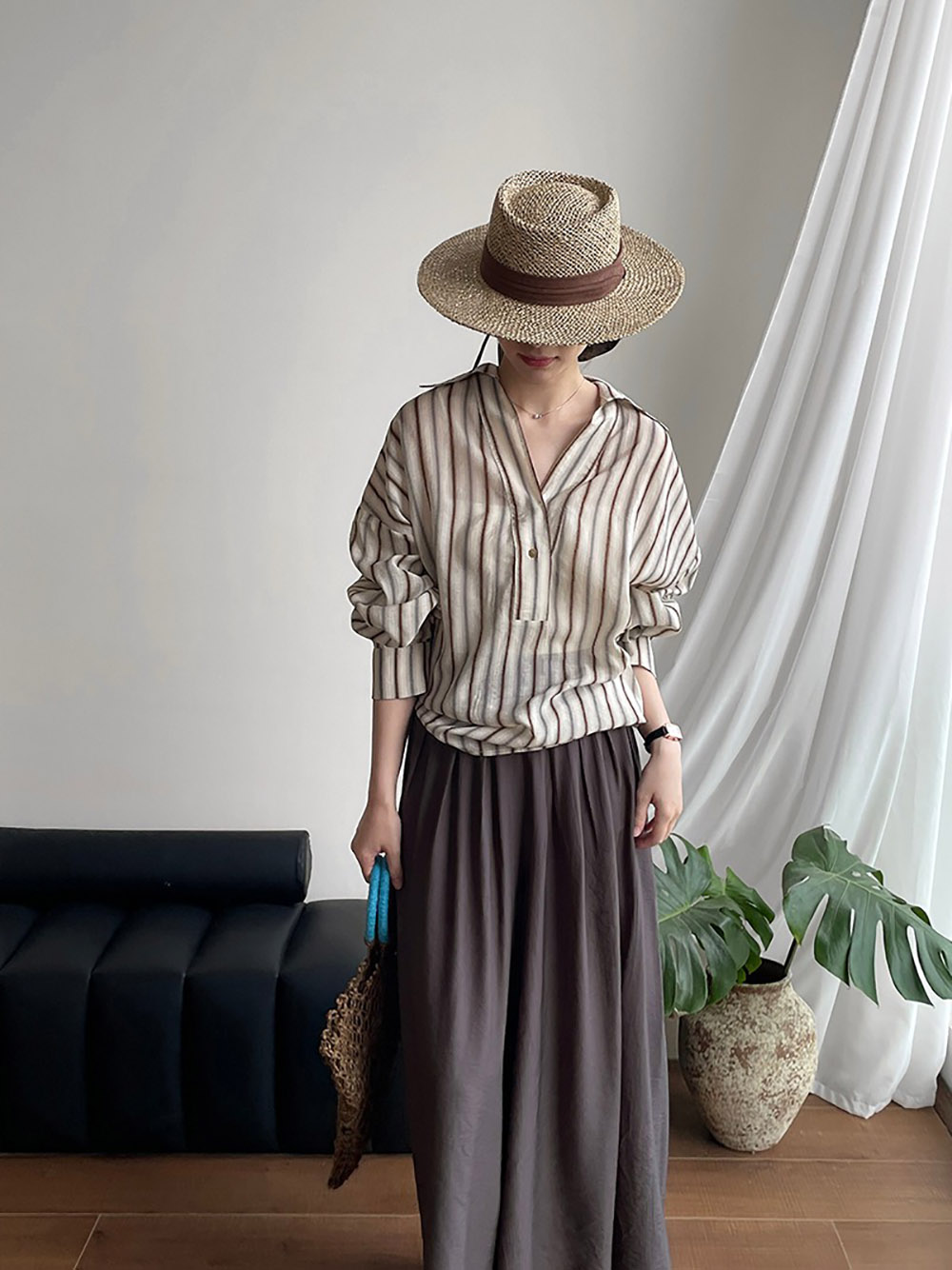 質感撞色條紋亞麻襯衫,evaviva,8C-UR7484,質感撞色條紋亞麻襯衫,周新品優惠,NEWARRIVAL