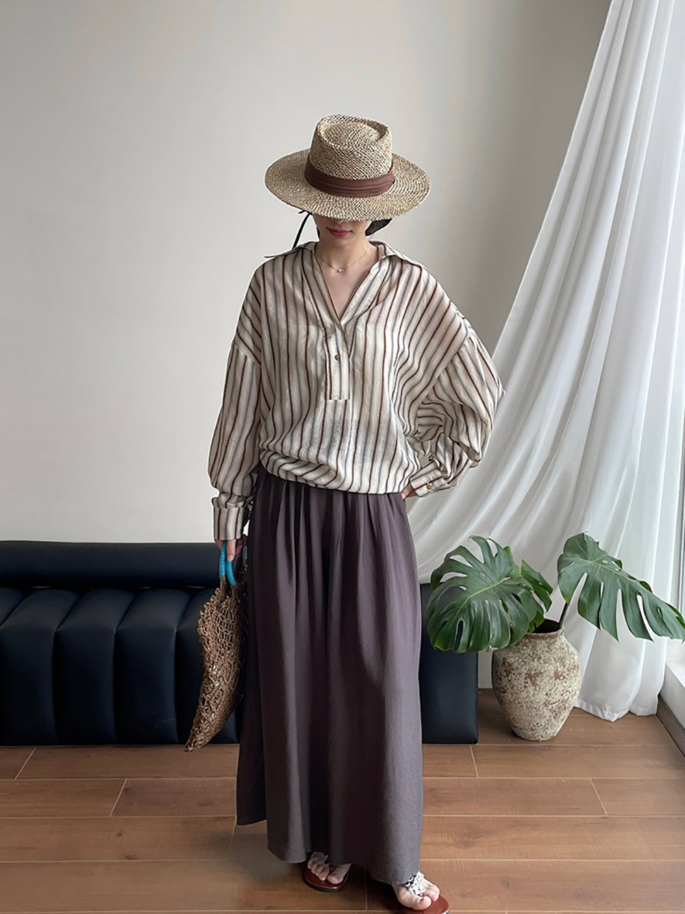 質感撞色條紋亞麻襯衫,evaviva,8C-UR7484,質感撞色條紋亞麻襯衫,周新品優惠,NEWARRIVAL