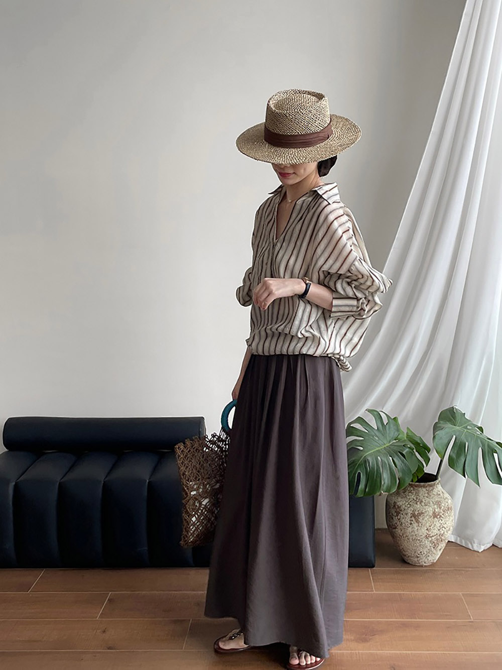 質感撞色條紋亞麻襯衫,evaviva,8C-UR7484,質感撞色條紋亞麻襯衫,周新品優惠,NEWARRIVAL