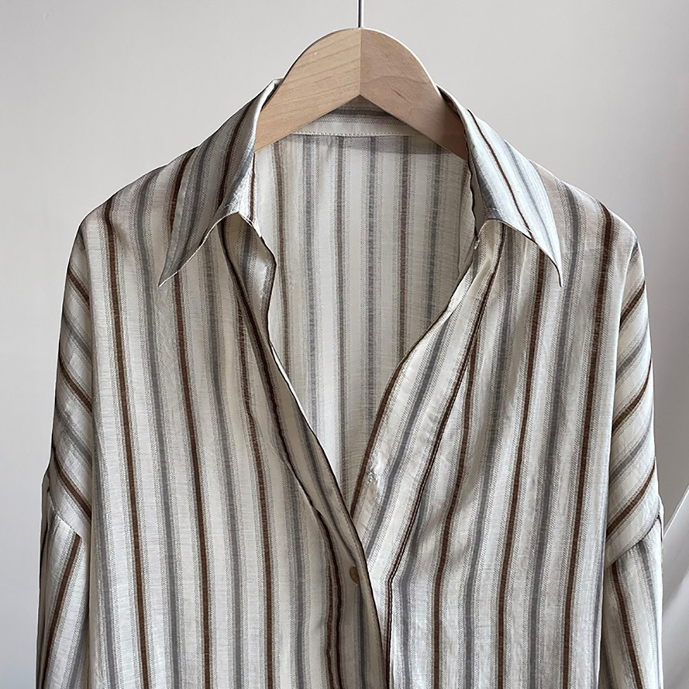 質感撞色條紋亞麻襯衫,evaviva,8C-UR7484,質感撞色條紋亞麻襯衫,周新品優惠,NEWARRIVAL