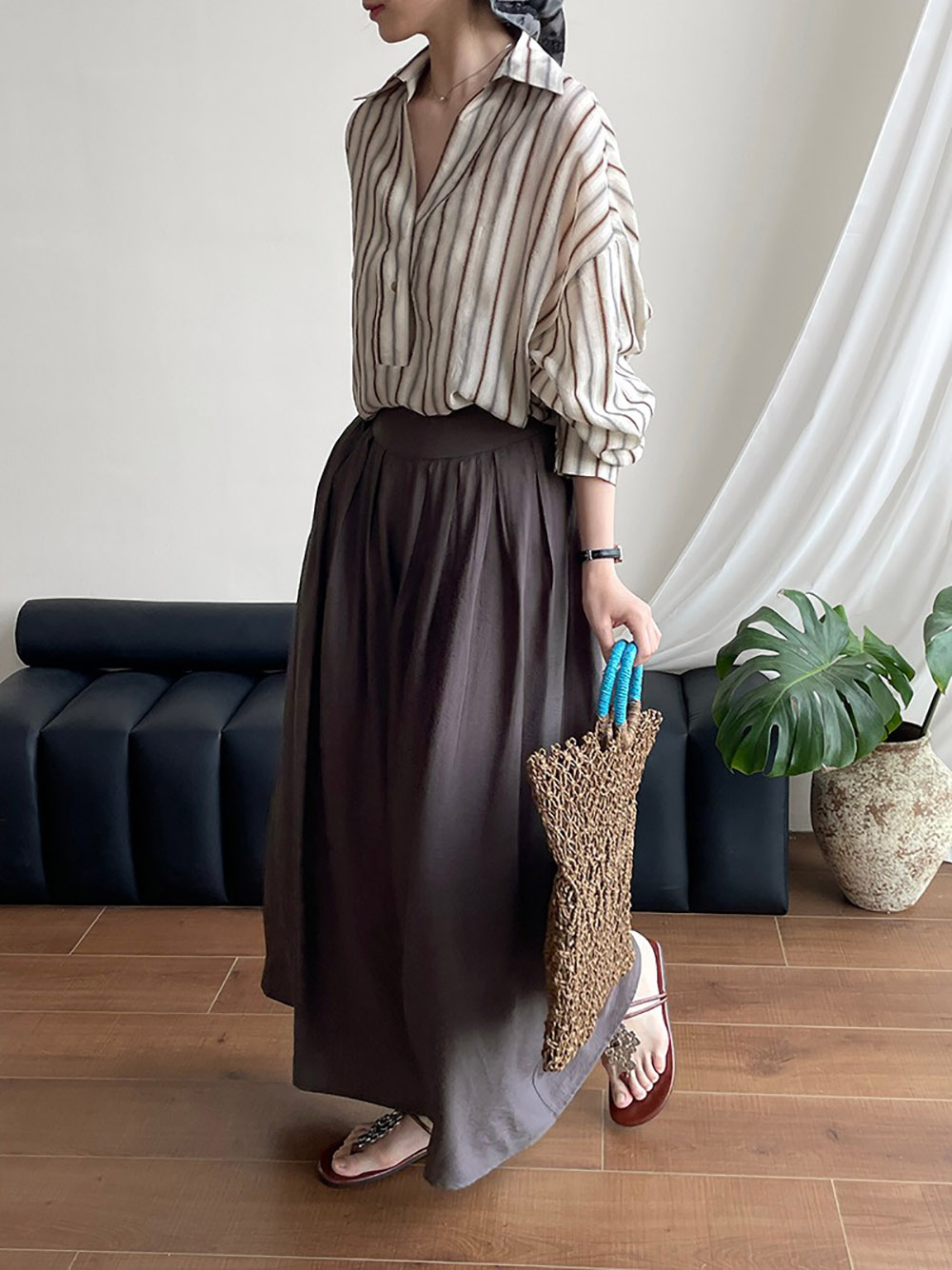 質感撞色條紋亞麻襯衫,evaviva,8C-UR7484,質感撞色條紋亞麻襯衫,周新品優惠,NEWARRIVAL