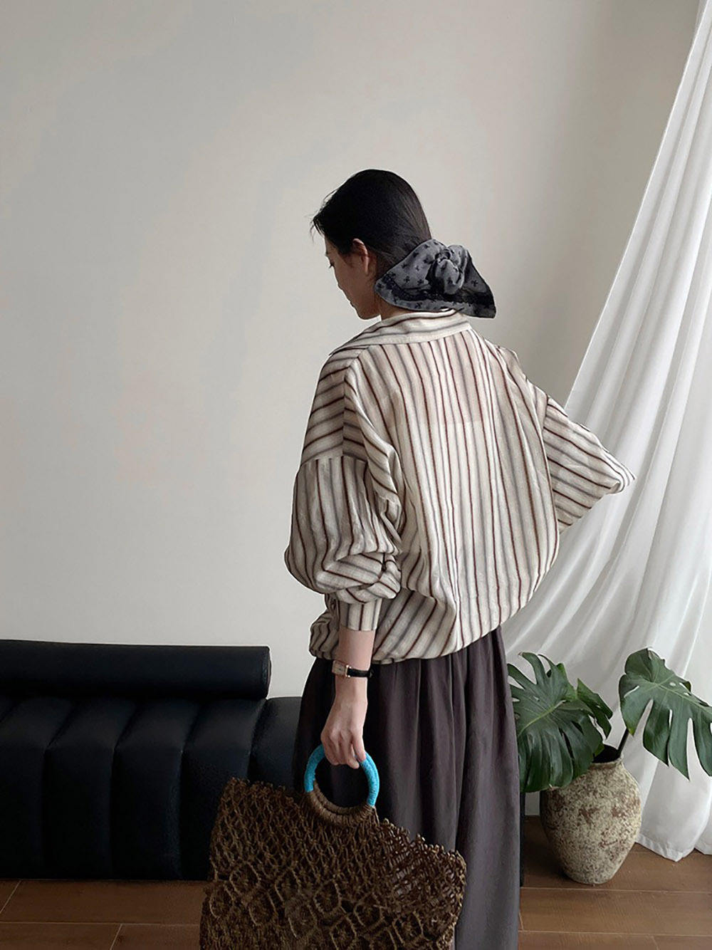 質感撞色條紋亞麻襯衫,evaviva,8C-UR7484,質感撞色條紋亞麻襯衫,周新品優惠,NEWARRIVAL