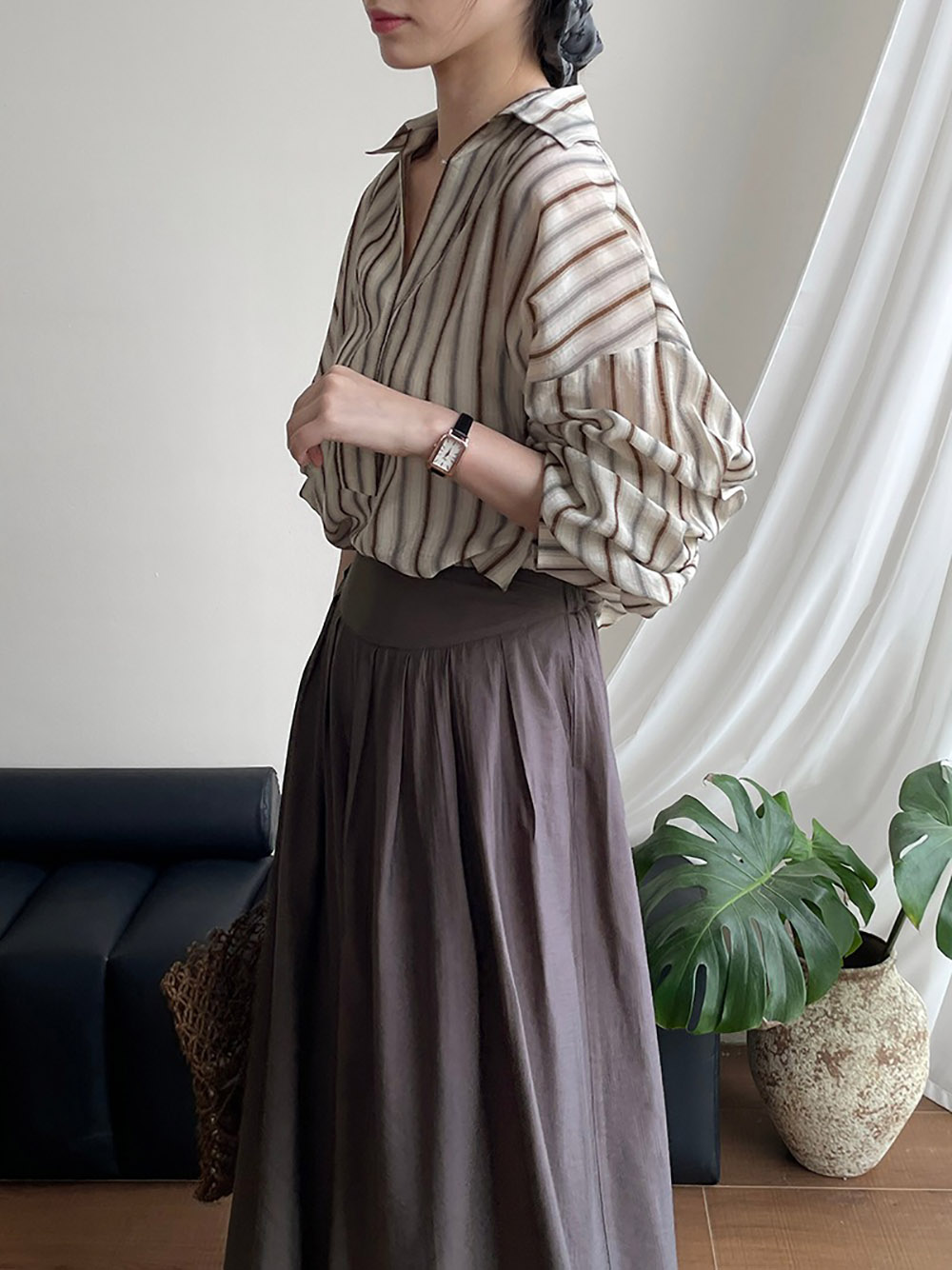 質感撞色條紋亞麻襯衫,evaviva,8C-UR7484,質感撞色條紋亞麻襯衫,周新品優惠,NEWARRIVAL