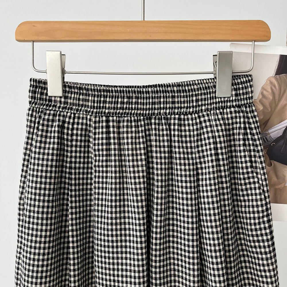 日系文藝風格子寬褲,evaviva,8C-UR7486,日系文藝風格子寬褲,領500,999免運