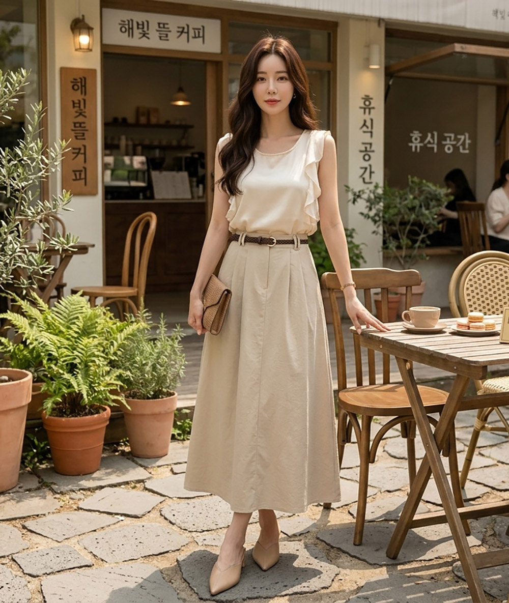 後鬆緊腰輕薄A字長裙,evaviva,99-AV7459,後鬆緊腰輕薄A字長裙,領500,999免運