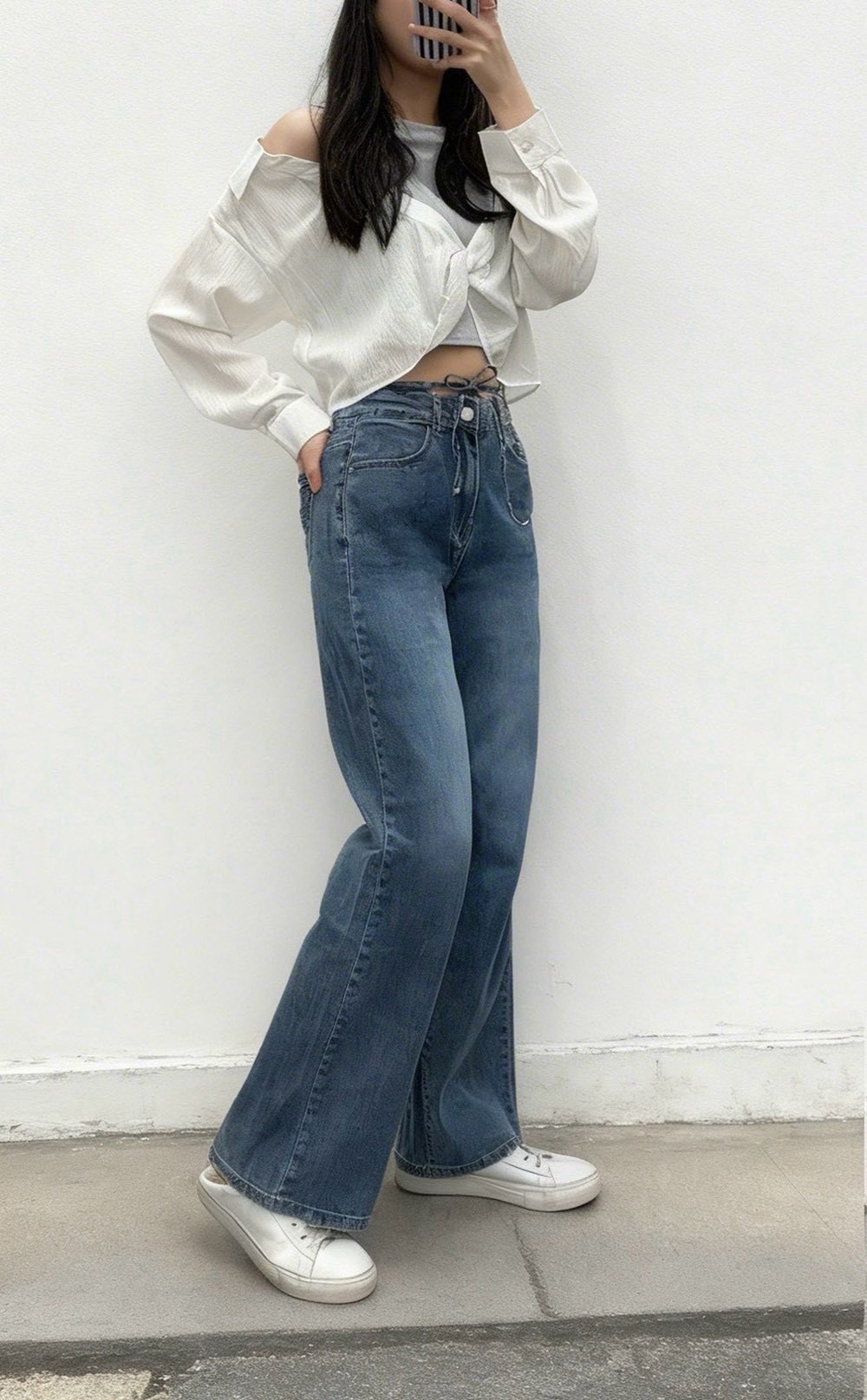 前腰綁帶設計牛仔長褲,evaviva,99-BF7419,前腰綁帶設計牛仔長褲,領500,999免運