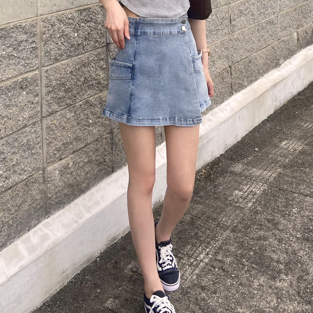 前片設計微彈褲裙