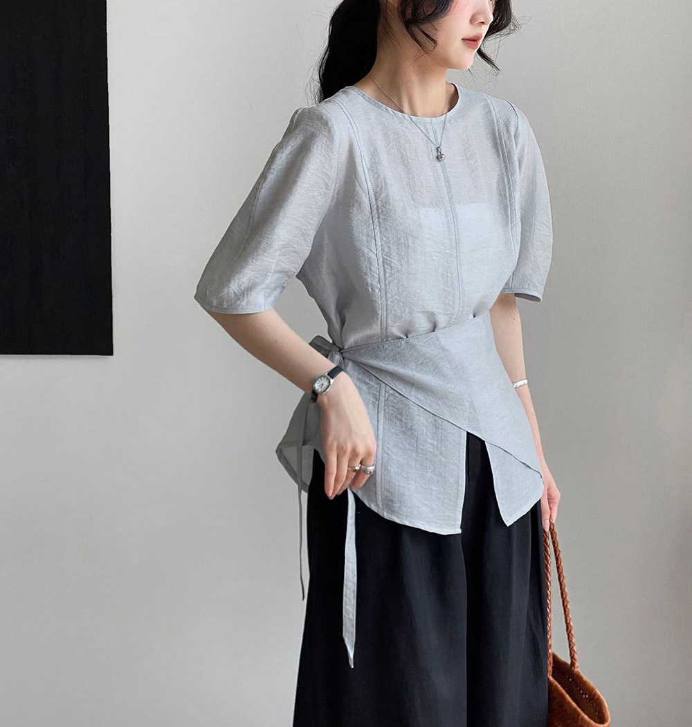 溫柔氣質天絲開衩上衣,evaviva,8C-FB7512,溫柔氣質天絲開衩上衣,領500,999免運