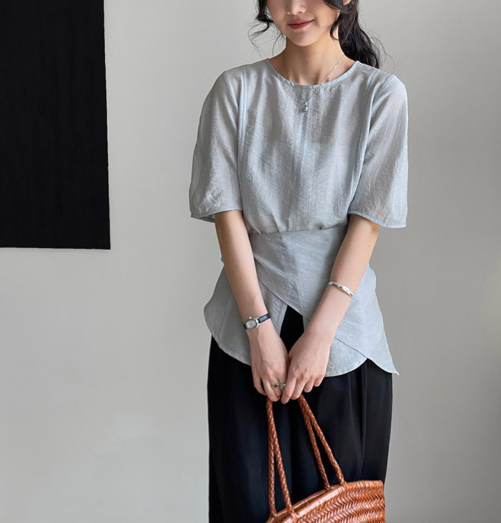 溫柔氣質天絲開衩上衣,evaviva,8C-FB7512,溫柔氣質天絲開衩上衣,領500,999免運