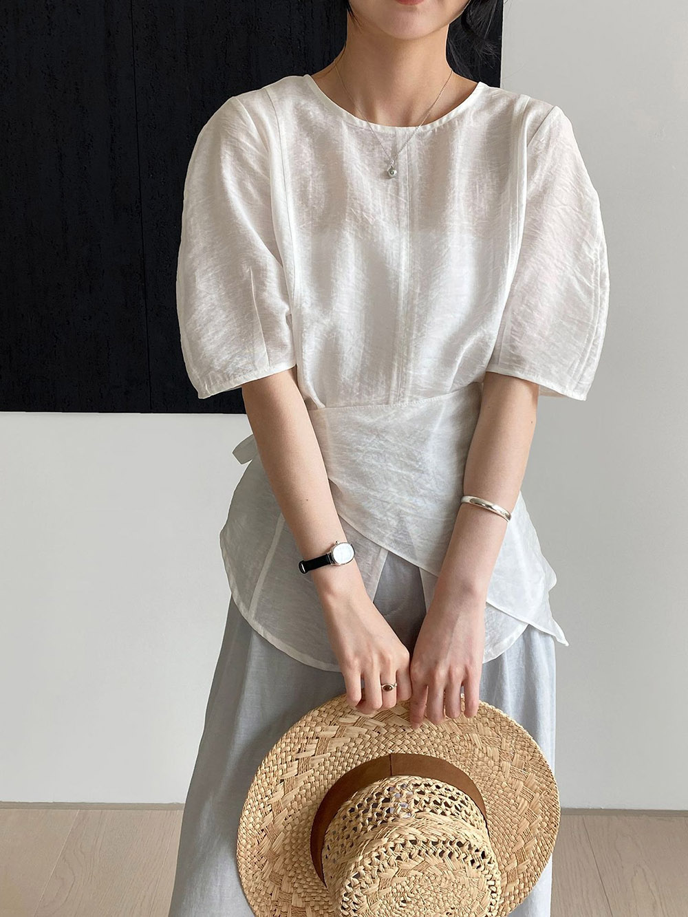 溫柔氣質天絲開衩上衣,evaviva,8C-FB7512,溫柔氣質天絲開衩上衣,領500,999免運