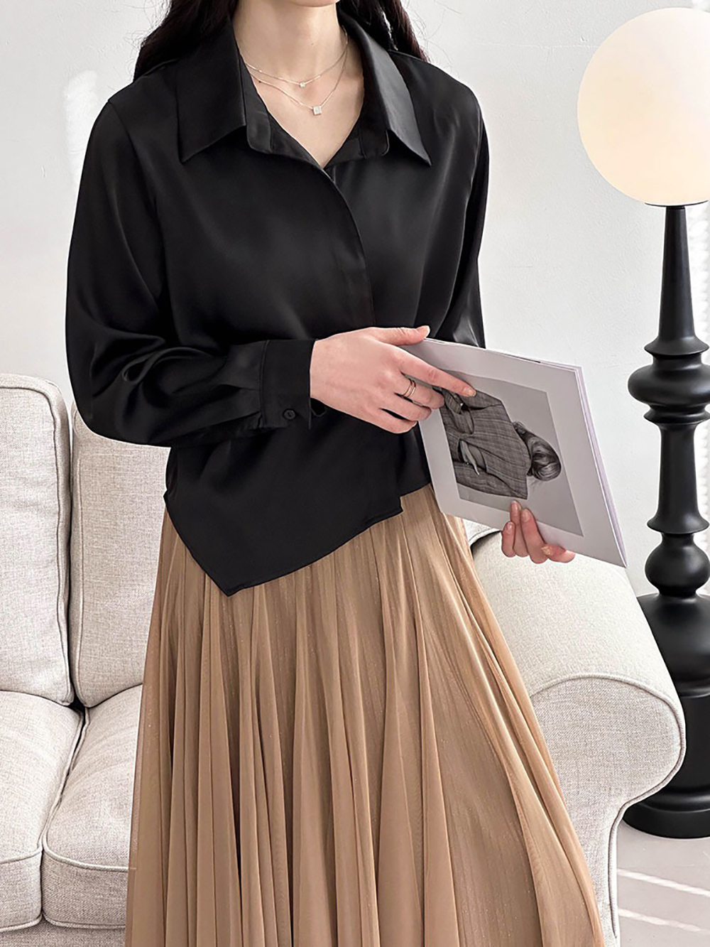 綁帶不規則設計襯衫,evaviva,8C-GW7513,綁帶不規則設計襯衫,領500,999免運