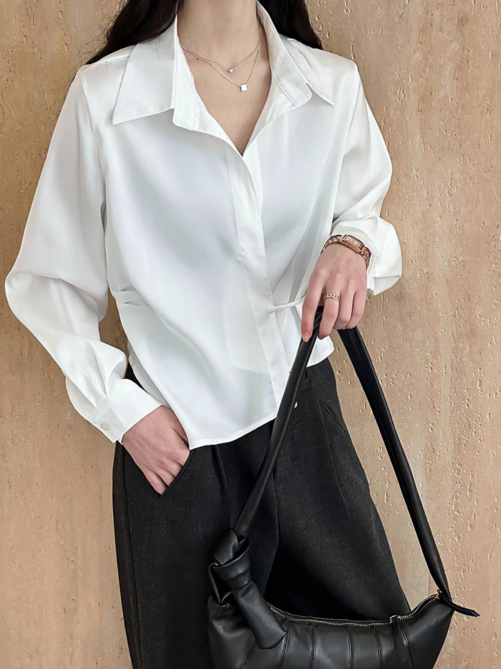 綁帶不規則設計襯衫,evaviva,8C-GW7513,綁帶不規則設計襯衫,領500,999免運