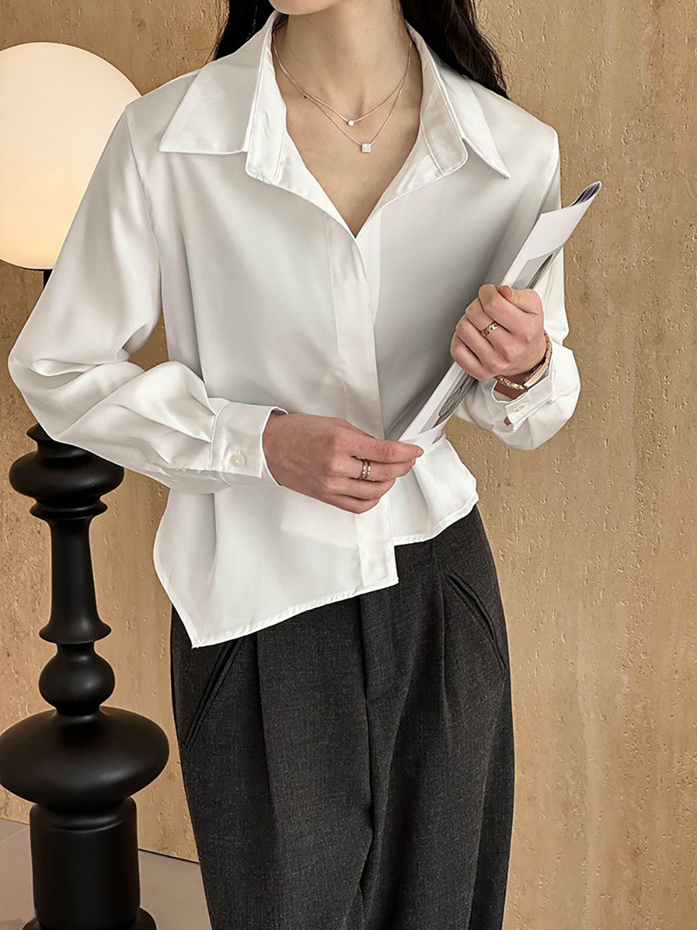 綁帶不規則設計襯衫,evaviva,8C-GW7513,綁帶不規則設計襯衫,領500,999免運