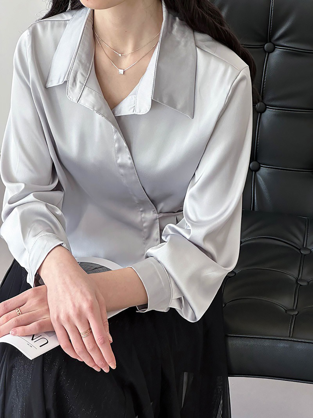 綁帶不規則設計襯衫,evaviva,8C-GW7513,綁帶不規則設計襯衫,領500,999免運