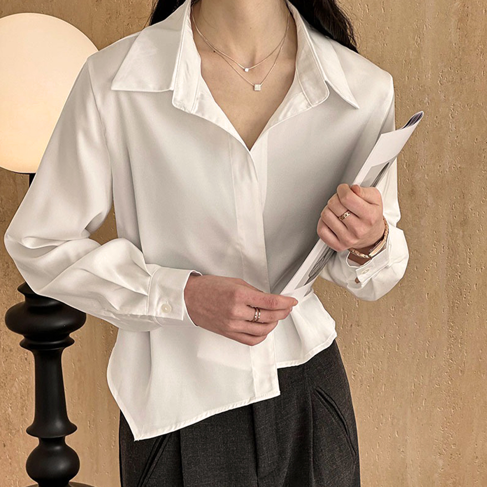 綁帶不規則設計襯衫