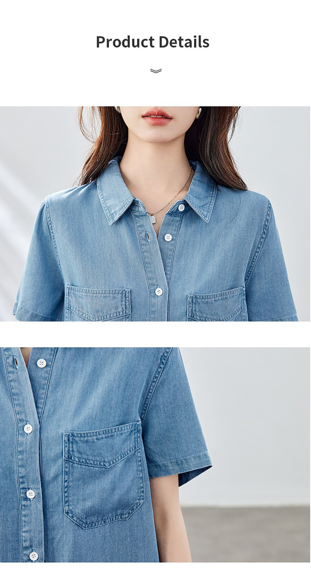 天絲牛仔短袖襯衫,evaviva,8C-HV7520,天絲牛仔短袖襯衫,領500,999免運