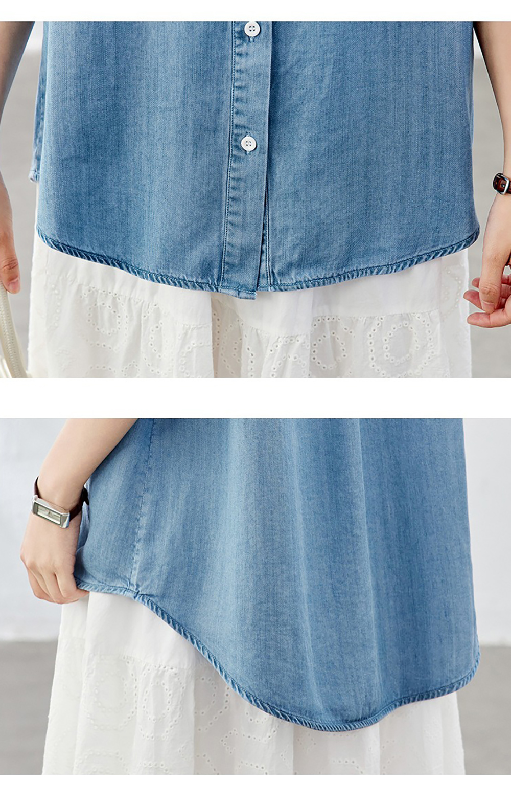 天絲牛仔短袖襯衫,evaviva,8C-HV7520,天絲牛仔短袖襯衫,領500,999免運