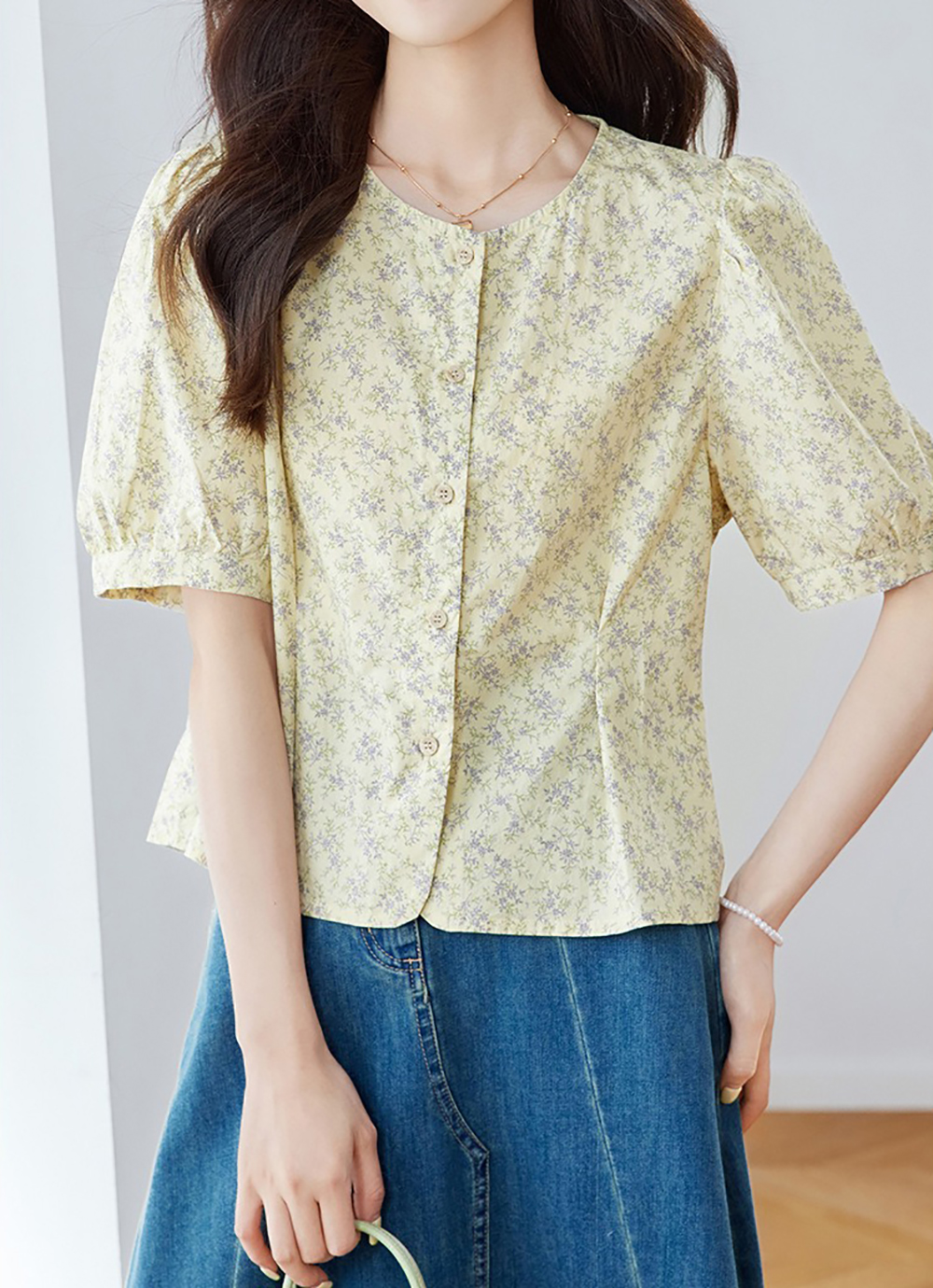 田園風小碎花圓領襯衫,evaviva,8C-HV7521,田園風小碎花圓領襯衫,領500,999免運