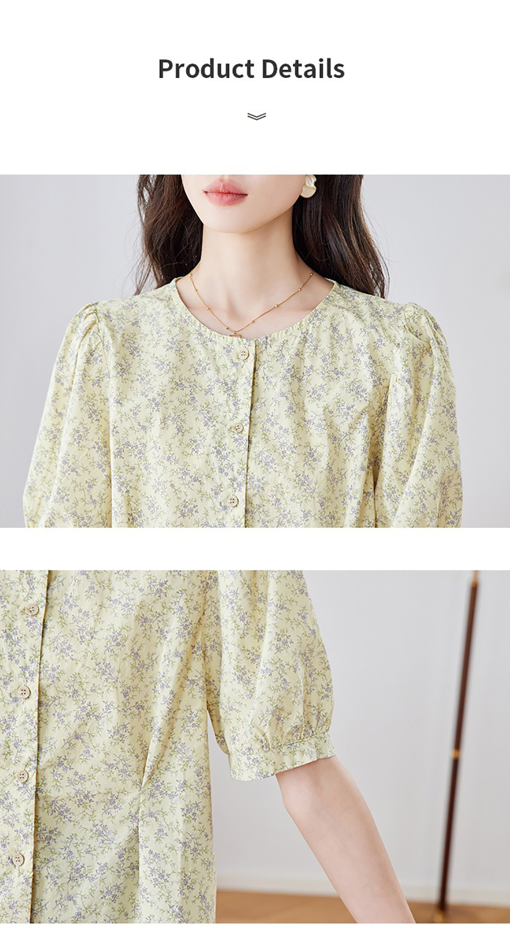 田園風小碎花圓領襯衫,evaviva,8C-HV7521,田園風小碎花圓領襯衫,領500,999免運