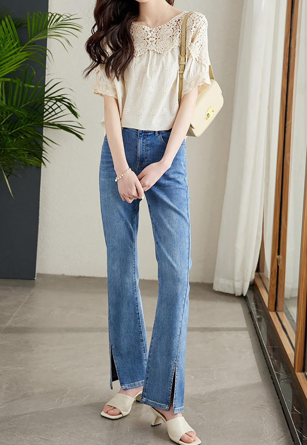 刺繡鏤空蕾絲短袖襯衫,evaviva,8C-HV7523,刺繡鏤空蕾絲短袖襯衫,領500,999免運