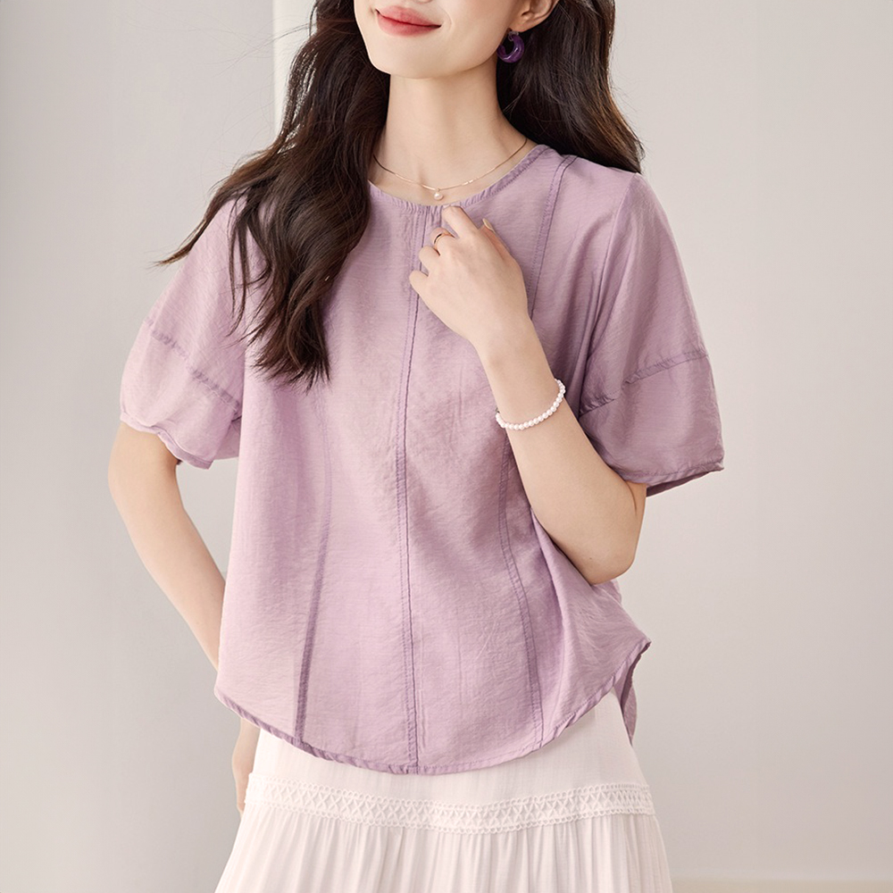 後綁帶輕薄天絲襯衫