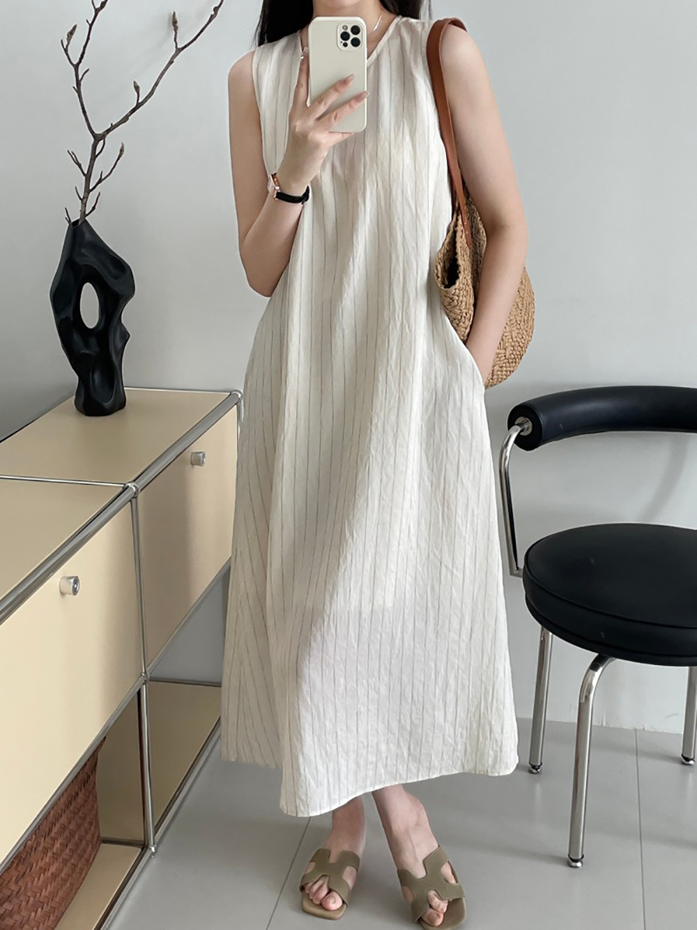 圓領條紋背心長洋裝,evaviva,8C-UR7516,圓領條紋背心長洋裝,周新品優惠,NEWARRIVAL