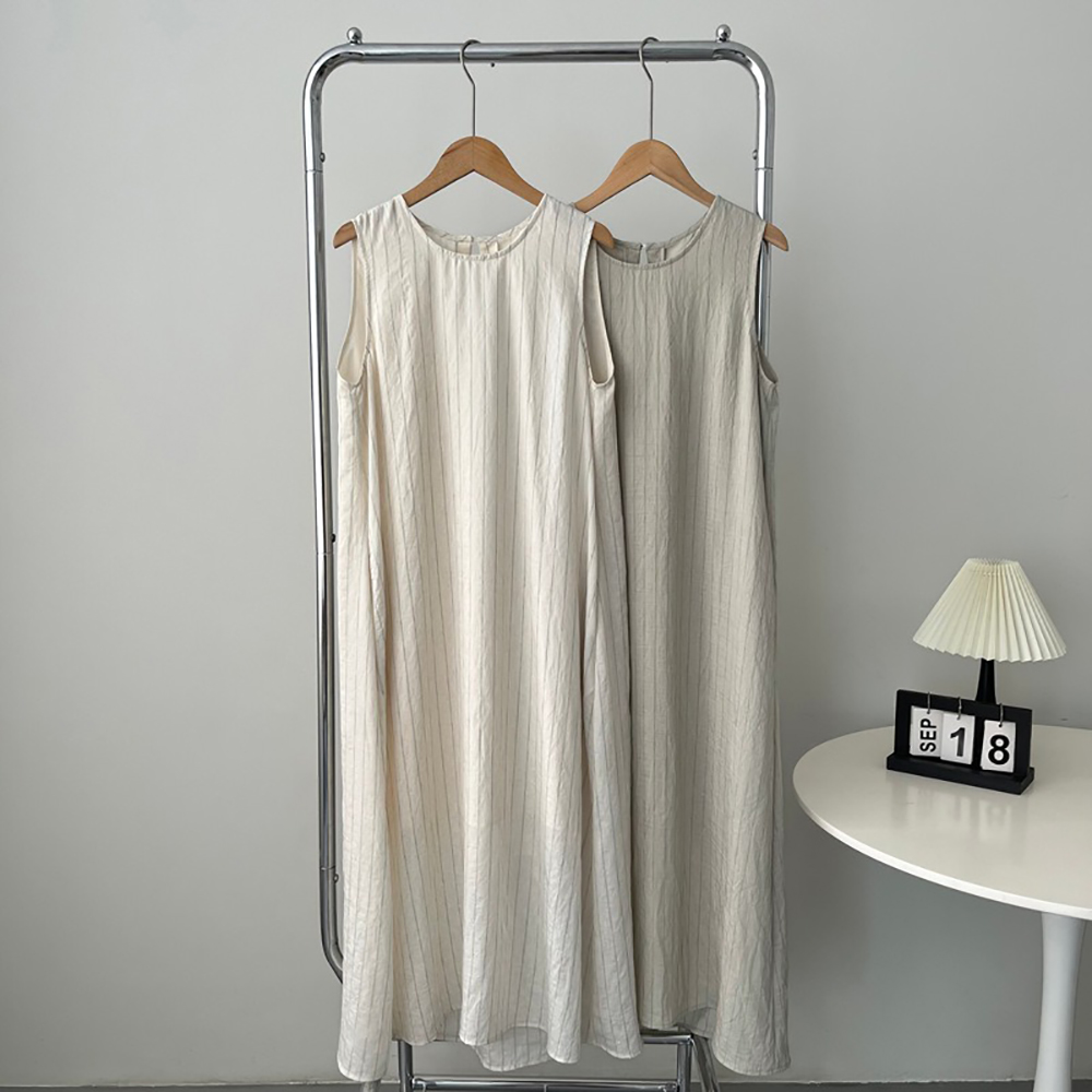 圓領條紋背心長洋裝,evaviva,8C-UR7516,圓領條紋背心長洋裝,周新品優惠,NEWARRIVAL