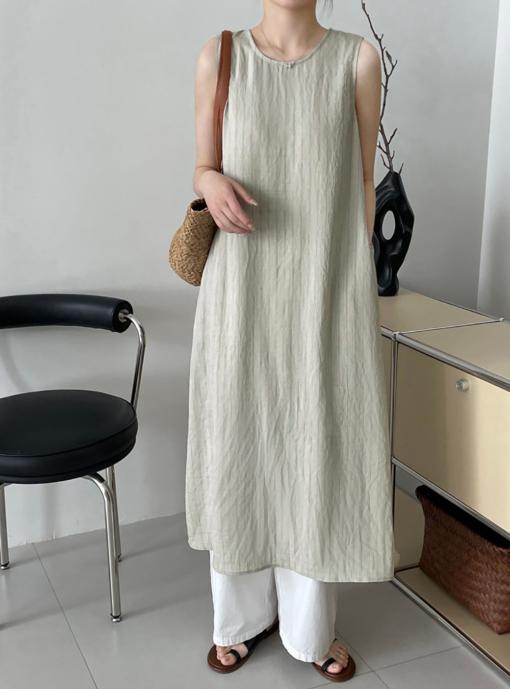 圓領條紋背心長洋裝,evaviva,8C-UR7516,圓領條紋背心長洋裝,周新品優惠,NEWARRIVAL