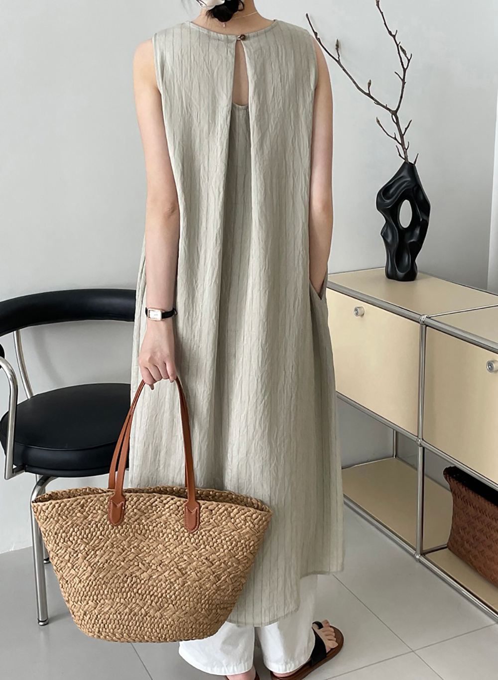 圓領條紋背心長洋裝,evaviva,8C-UR7516,圓領條紋背心長洋裝,周新品優惠,NEWARRIVAL