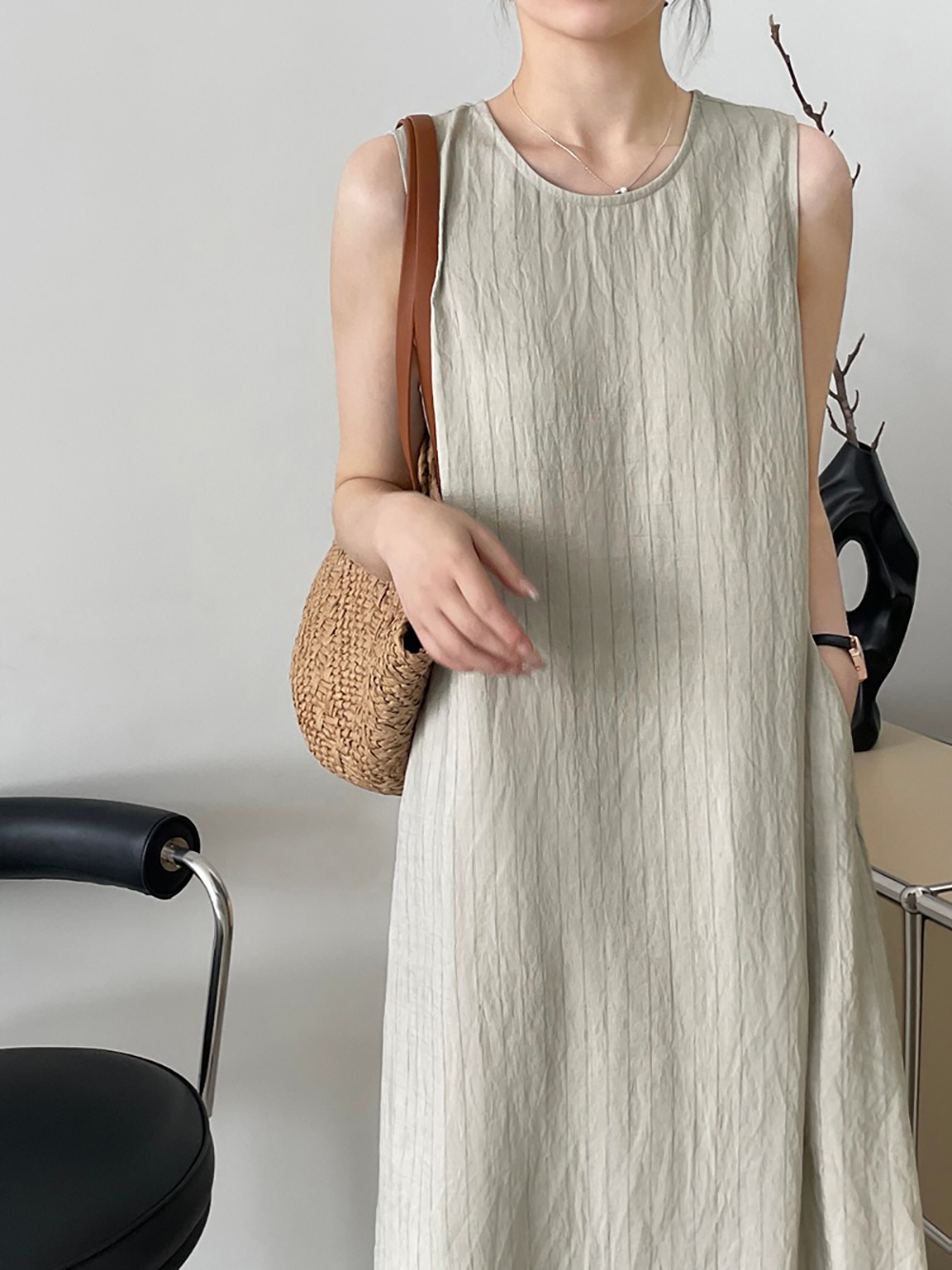 圓領條紋背心長洋裝,evaviva,8C-UR7516,圓領條紋背心長洋裝,周新品優惠,NEWARRIVAL