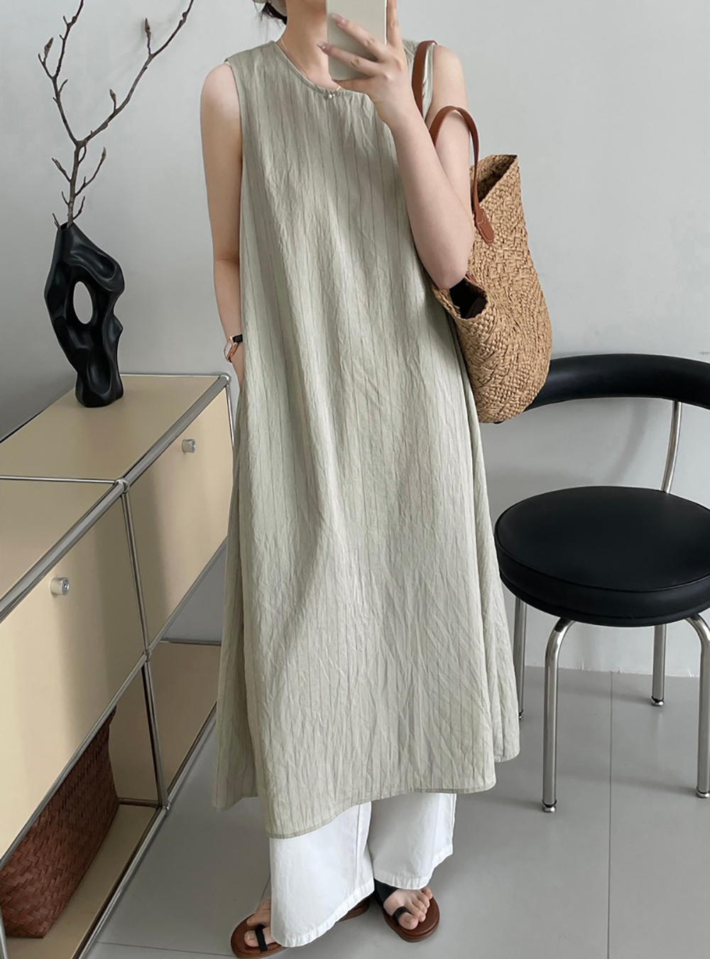 圓領條紋背心長洋裝,evaviva,8C-UR7516,圓領條紋背心長洋裝,周新品優惠,NEWARRIVAL