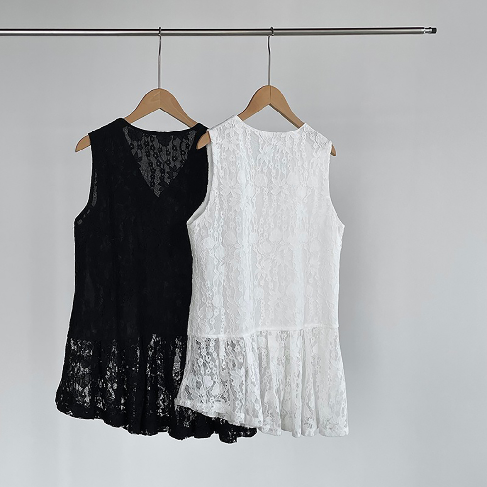 不規則蕾絲拼接背心,evaviva,8C-UR7518,不規則蕾絲拼接背心,周新品優惠,NEWARRIVAL