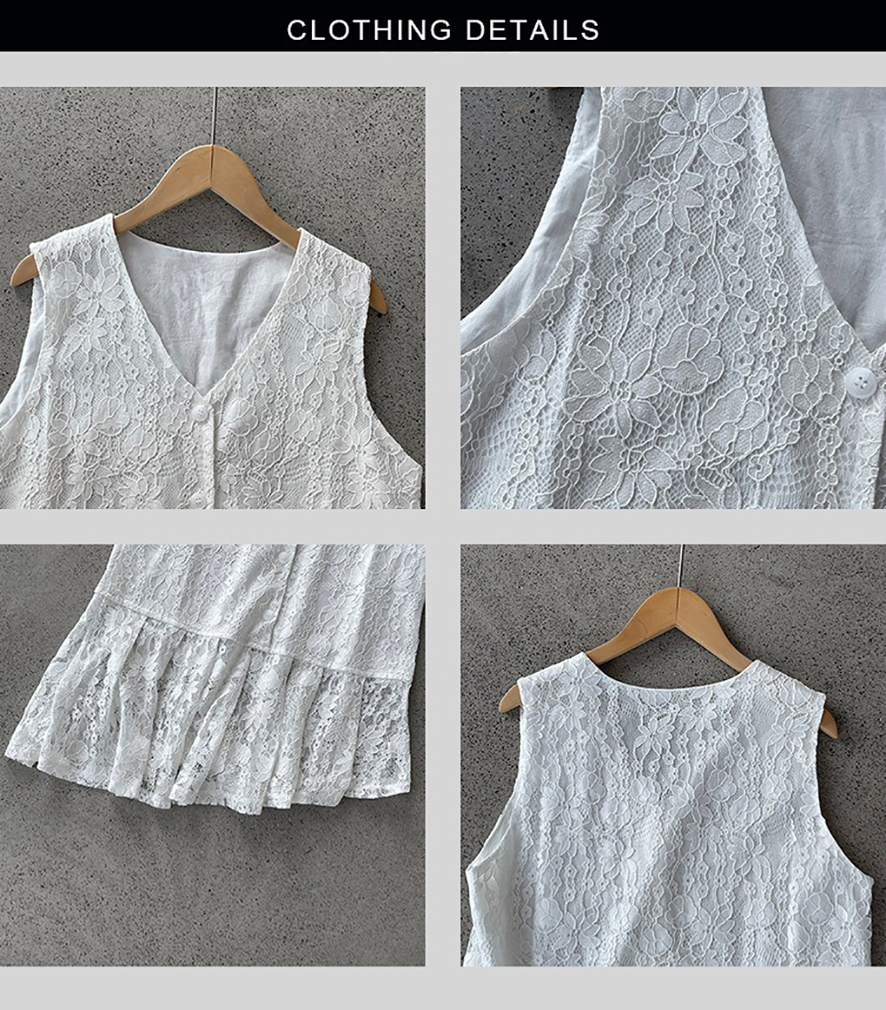 不規則蕾絲拼接背心,evaviva,8C-UR7518,不規則蕾絲拼接背心,周新品優惠,NEWARRIVAL