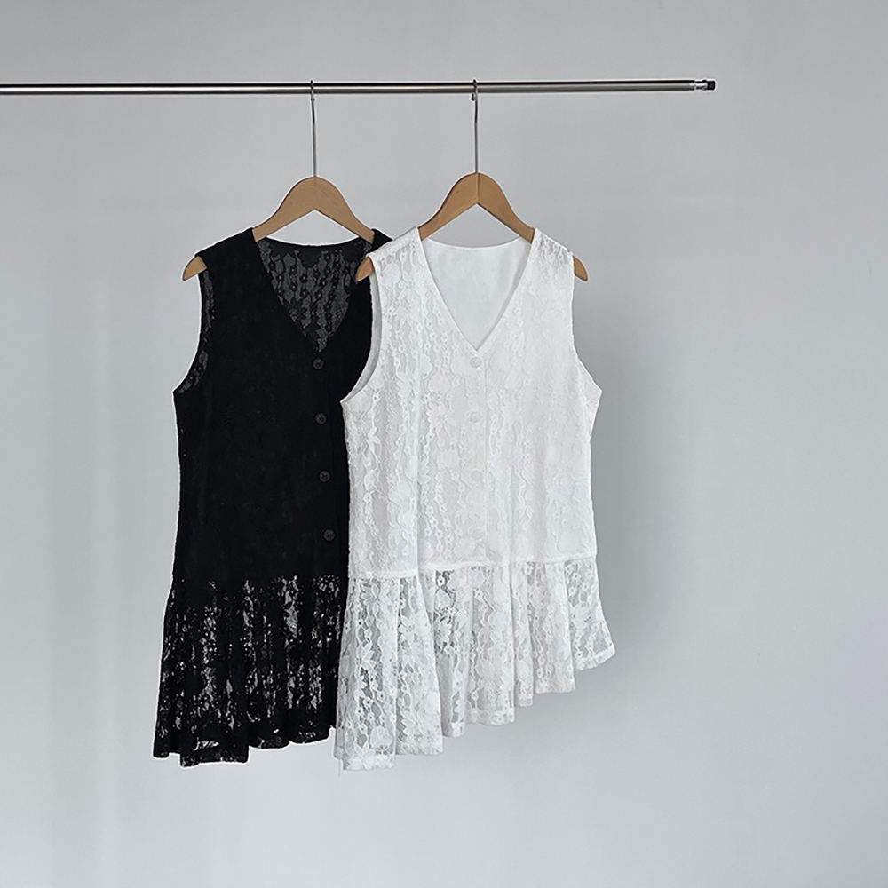 不規則蕾絲拼接背心,evaviva,8C-UR7518,不規則蕾絲拼接背心,周新品優惠,NEWARRIVAL