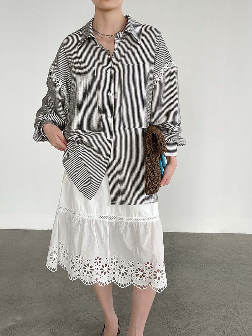 鏤空蕾絲條紋天絲襯衫,evaviva,8C-UR7519,鏤空蕾絲條紋天絲襯衫,周新品優惠,NEWARRIVAL