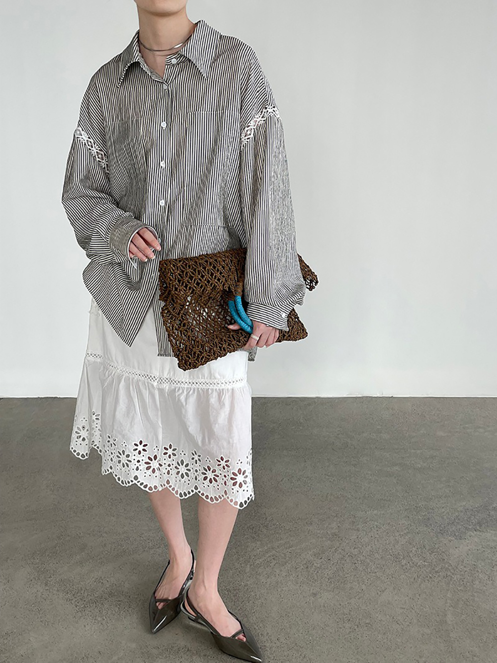 鏤空蕾絲條紋天絲襯衫,evaviva,8C-UR7519,鏤空蕾絲條紋天絲襯衫,周新品優惠,NEWARRIVAL