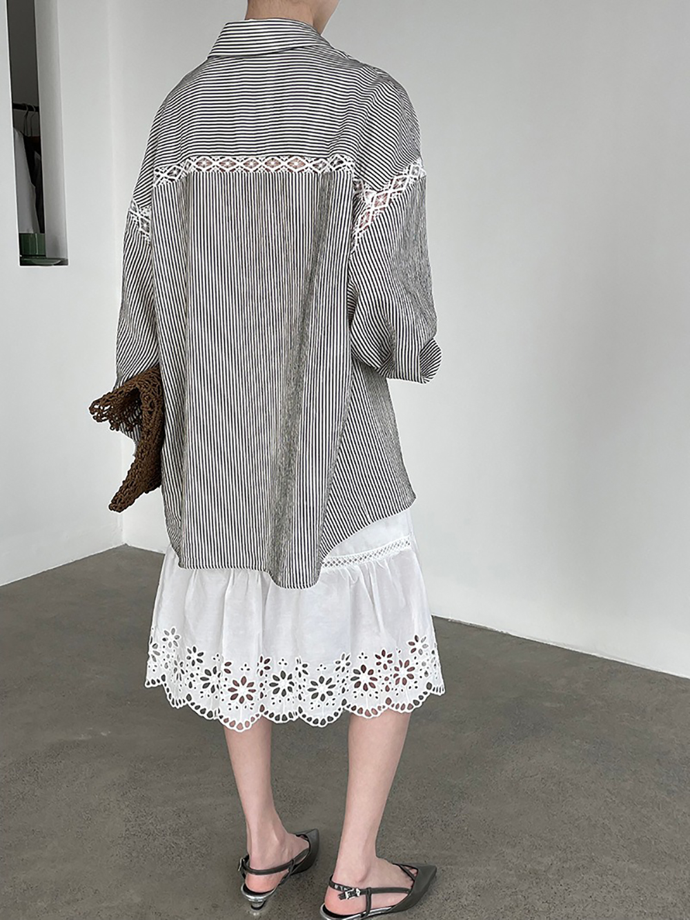 鏤空蕾絲條紋天絲襯衫,evaviva,8C-UR7519,鏤空蕾絲條紋天絲襯衫,周新品優惠,NEWARRIVAL
