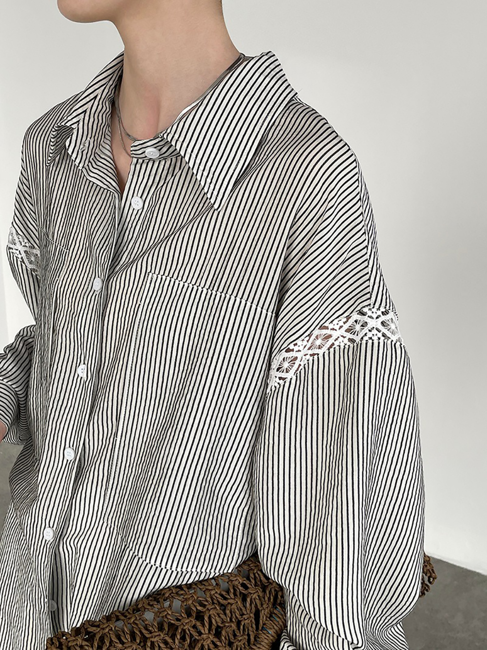 鏤空蕾絲條紋天絲襯衫,evaviva,8C-UR7519,鏤空蕾絲條紋天絲襯衫,周新品優惠,NEWARRIVAL