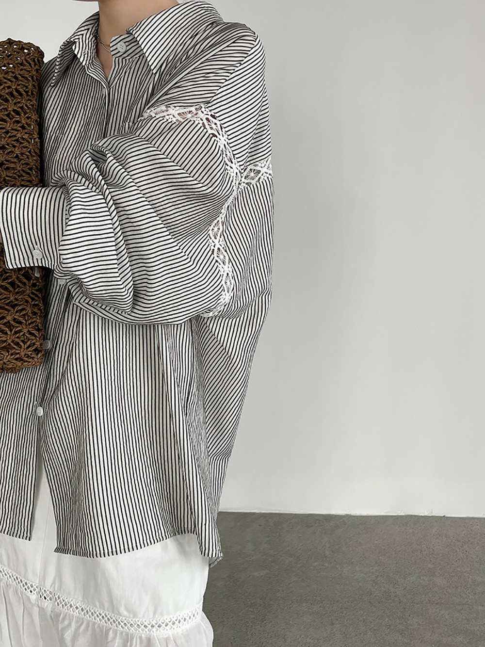 鏤空蕾絲條紋天絲襯衫,evaviva,8C-UR7519,鏤空蕾絲條紋天絲襯衫,周新品優惠,NEWARRIVAL