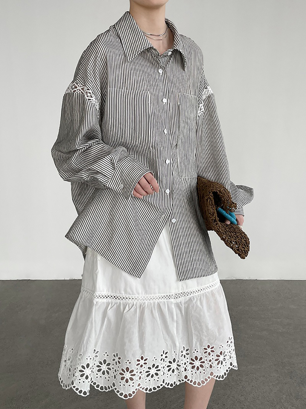 鏤空蕾絲條紋天絲襯衫,evaviva,8C-UR7519,鏤空蕾絲條紋天絲襯衫,周新品優惠,NEWARRIVAL
