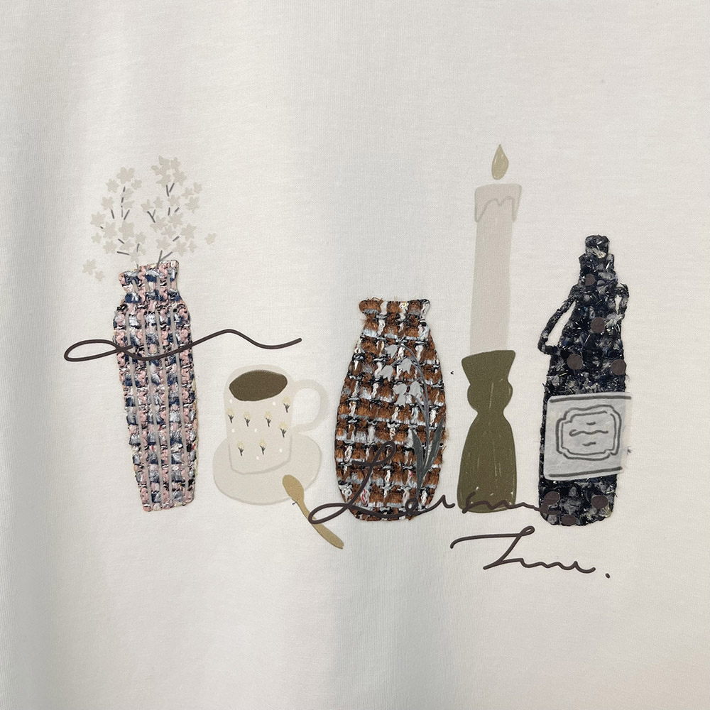 小香風拼接插畫感上衣,evaviva,99-AL7509,小香風拼接插畫感上衣,領500,999免運