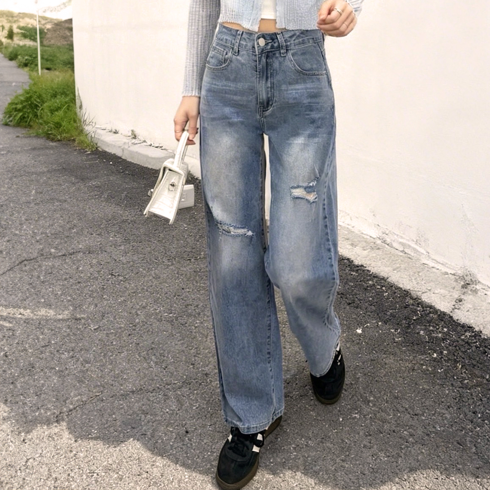 小破壞感微彈牛仔褲