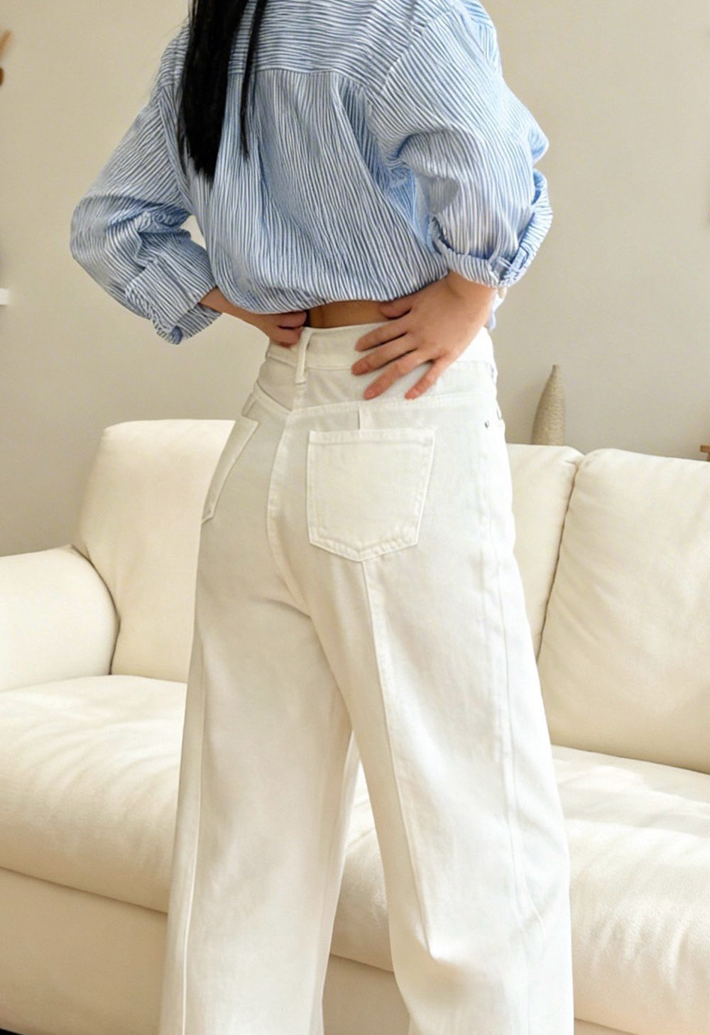 純白寬鬆微喇叭寬褲,evaviva,99-BF7510,純白寬鬆微喇叭寬褲,領500,999免運