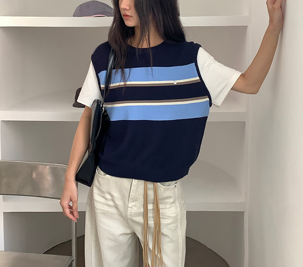 撞色假兩件針織上衣,evaviva,XR-ZA09204,撞色假兩件針織上衣,周新品優惠,NEWARRIVAL