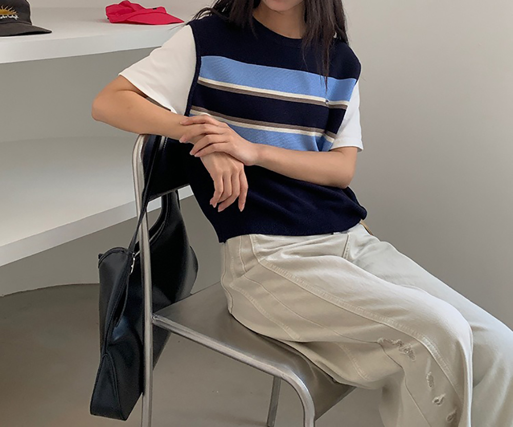 撞色假兩件針織上衣,evaviva,XR-ZA09204,撞色假兩件針織上衣,周新品優惠,NEWARRIVAL