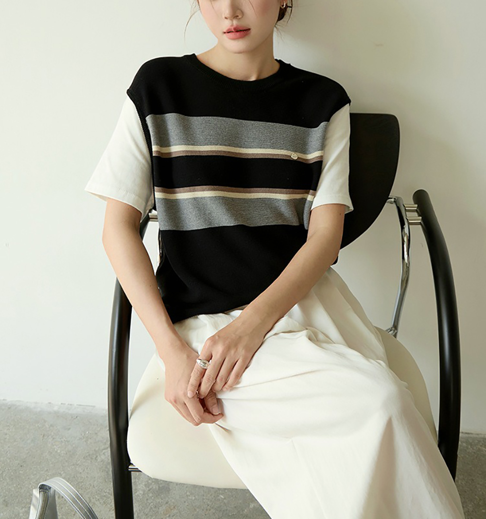 撞色假兩件針織上衣,evaviva,XR-ZA09204,撞色假兩件針織上衣,周新品優惠,NEWARRIVAL