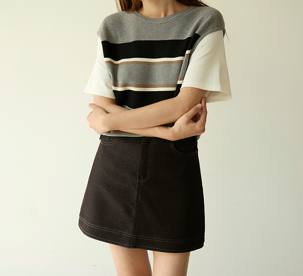 撞色假兩件針織上衣,evaviva,XR-ZA09204,撞色假兩件針織上衣,周新品優惠,NEWARRIVAL